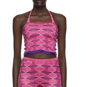 Gimaguas Pink and Purple Patterned Halter Top